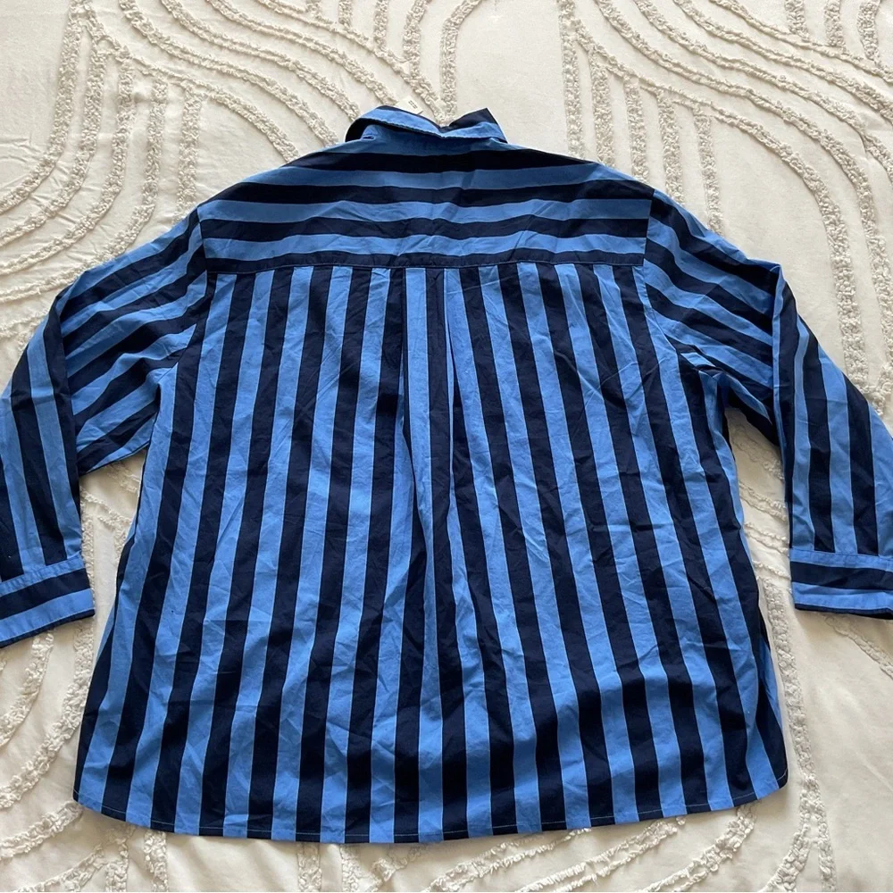 NWT AERIE Blue Striped Button-Up Shirt XXL - Picture 3 of 6